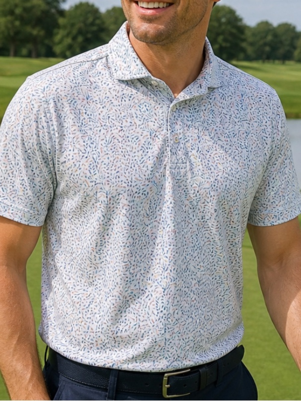 TailorByrd Golf Polo Shirt XL Pastel Print SPF 30 Performance Preppy Wicking